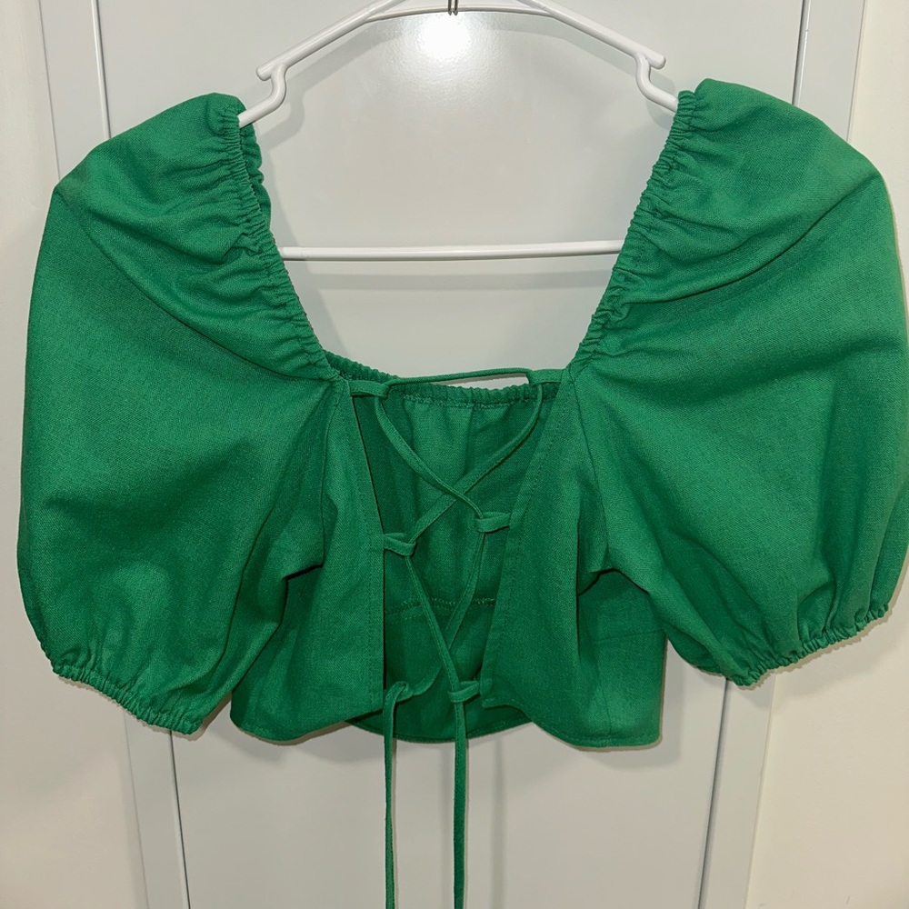 Green Puff Sleeve Top